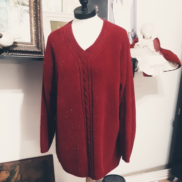 Womens Red knit Sweater Plus A LITTLE EXTRA SPICE - Picture 6 of 11
